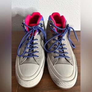 Converse All Star High Tops Pink Navy Gray.  Men’s 9 / women’s 11